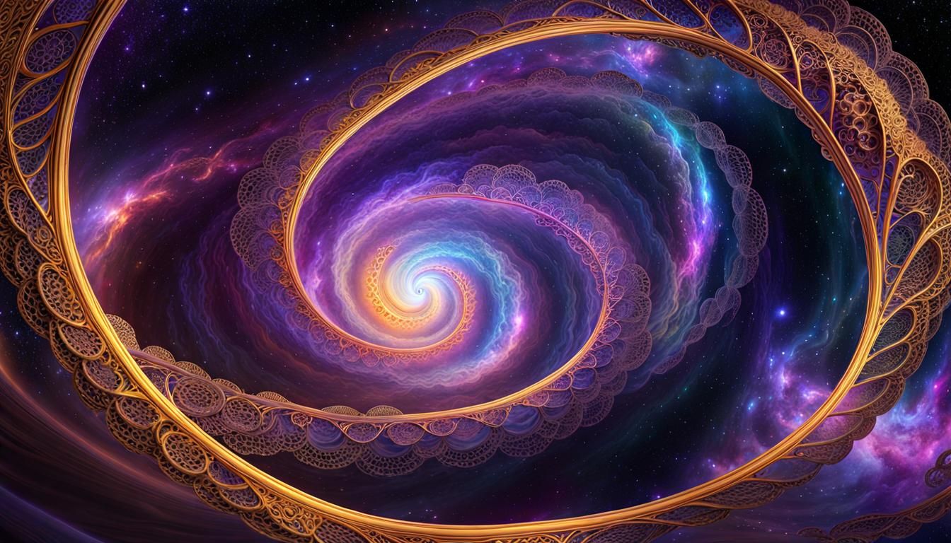 Colorful Fibonacci Nebula in Milky Way, Detailed Art