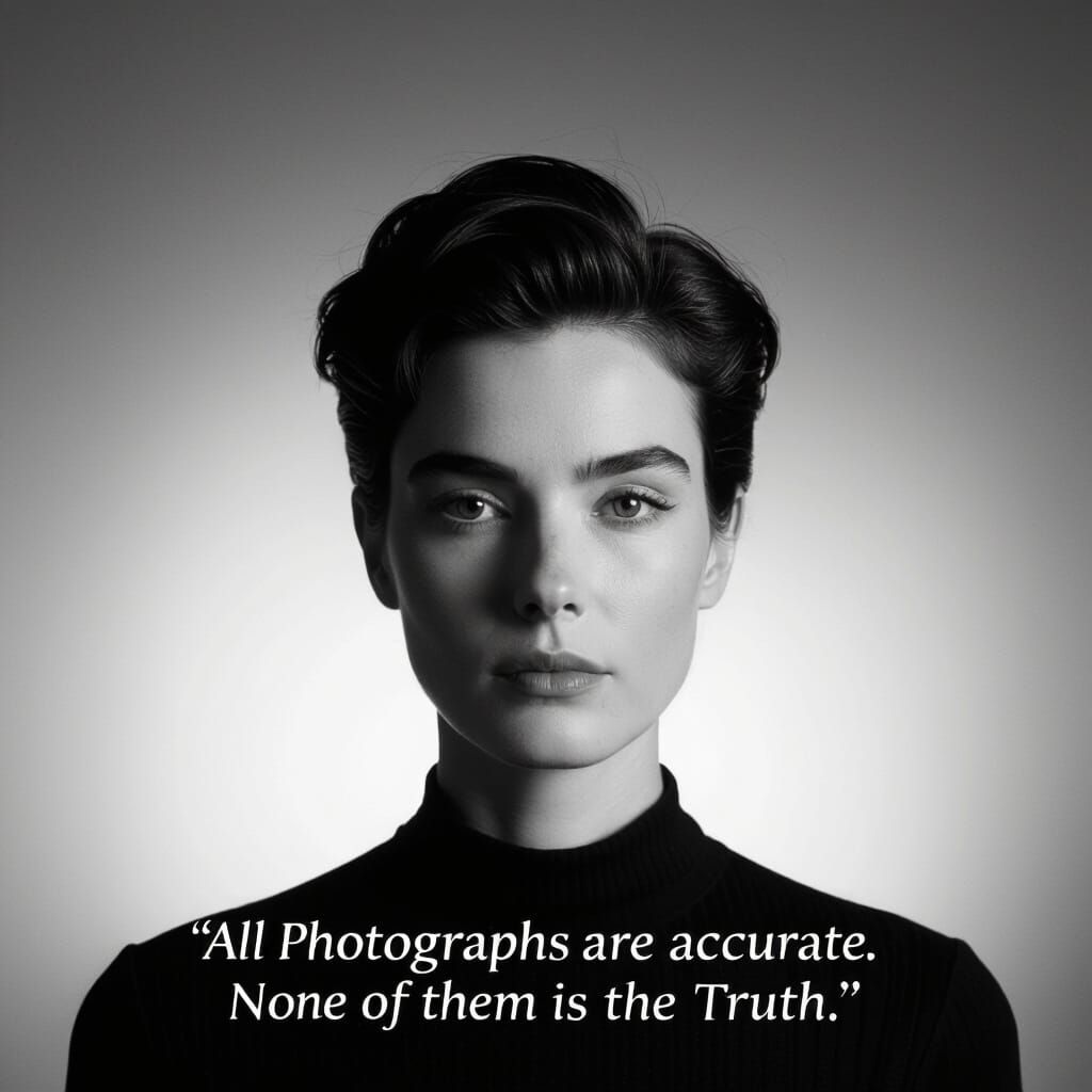 Studio Portrait with Existential Quote in Avedon Style