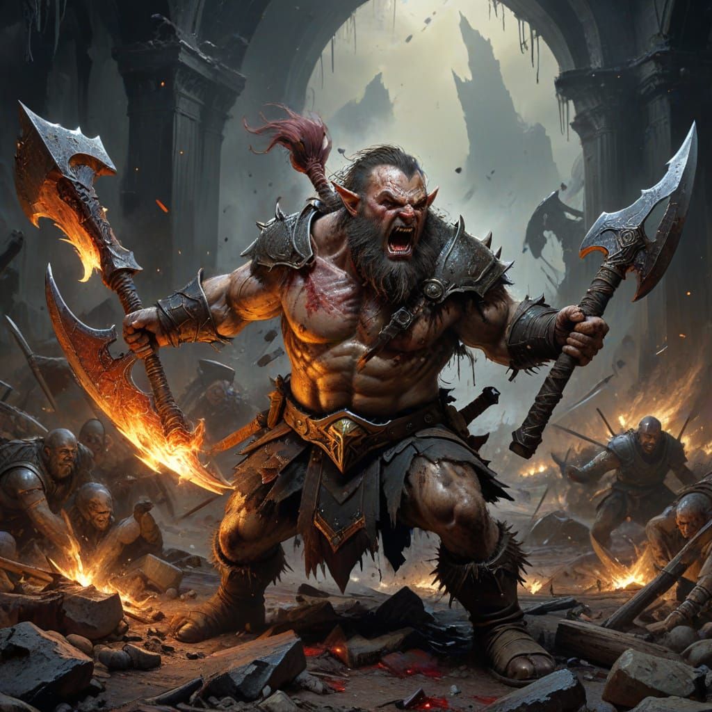 Surreal Oil Painting of a Brutal Battlefield Scene