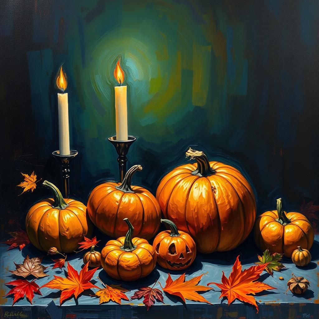 Halloween Still Life in Expressionist Style