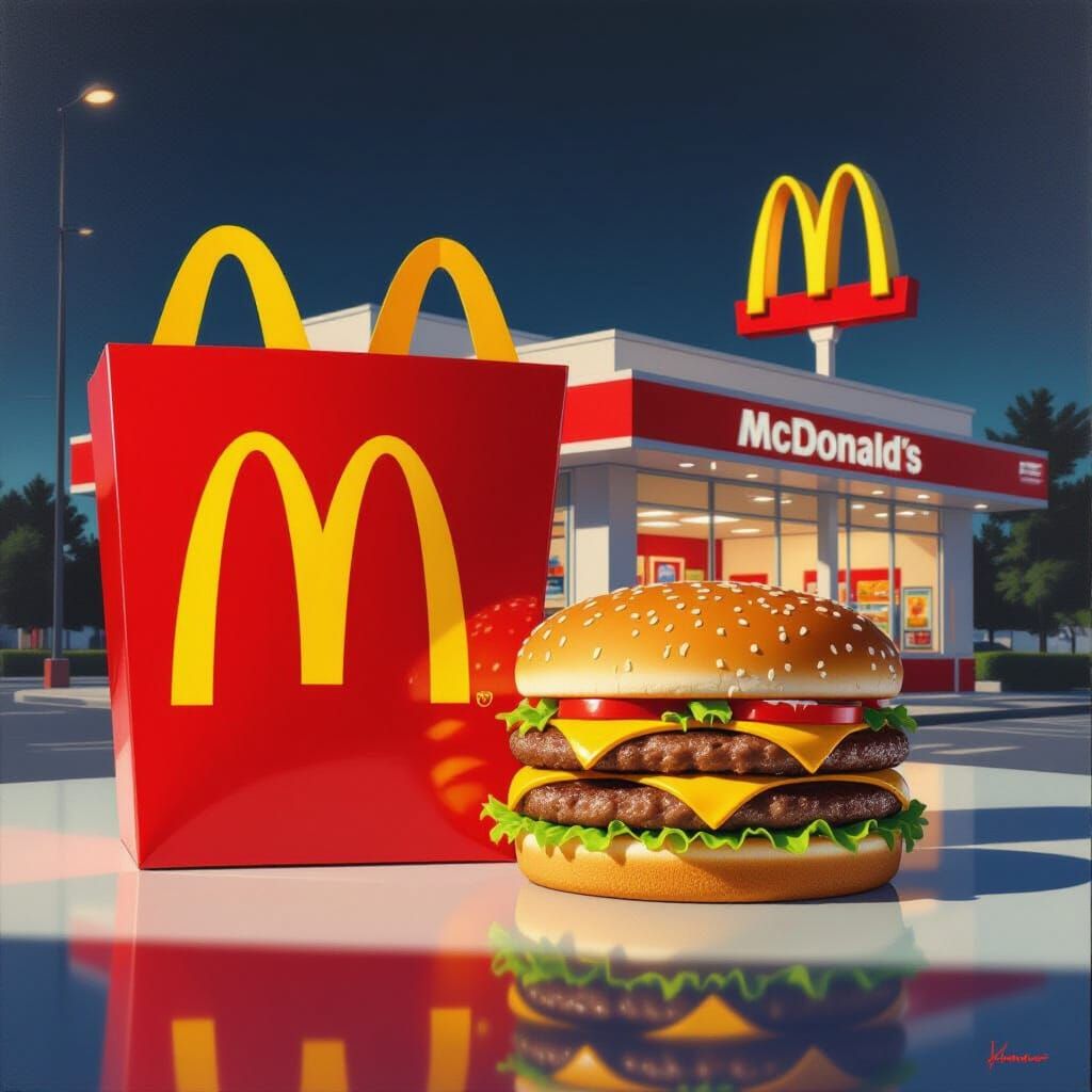 Colossal Big Mac Happy Meal in Hyperrealistic Digital Art