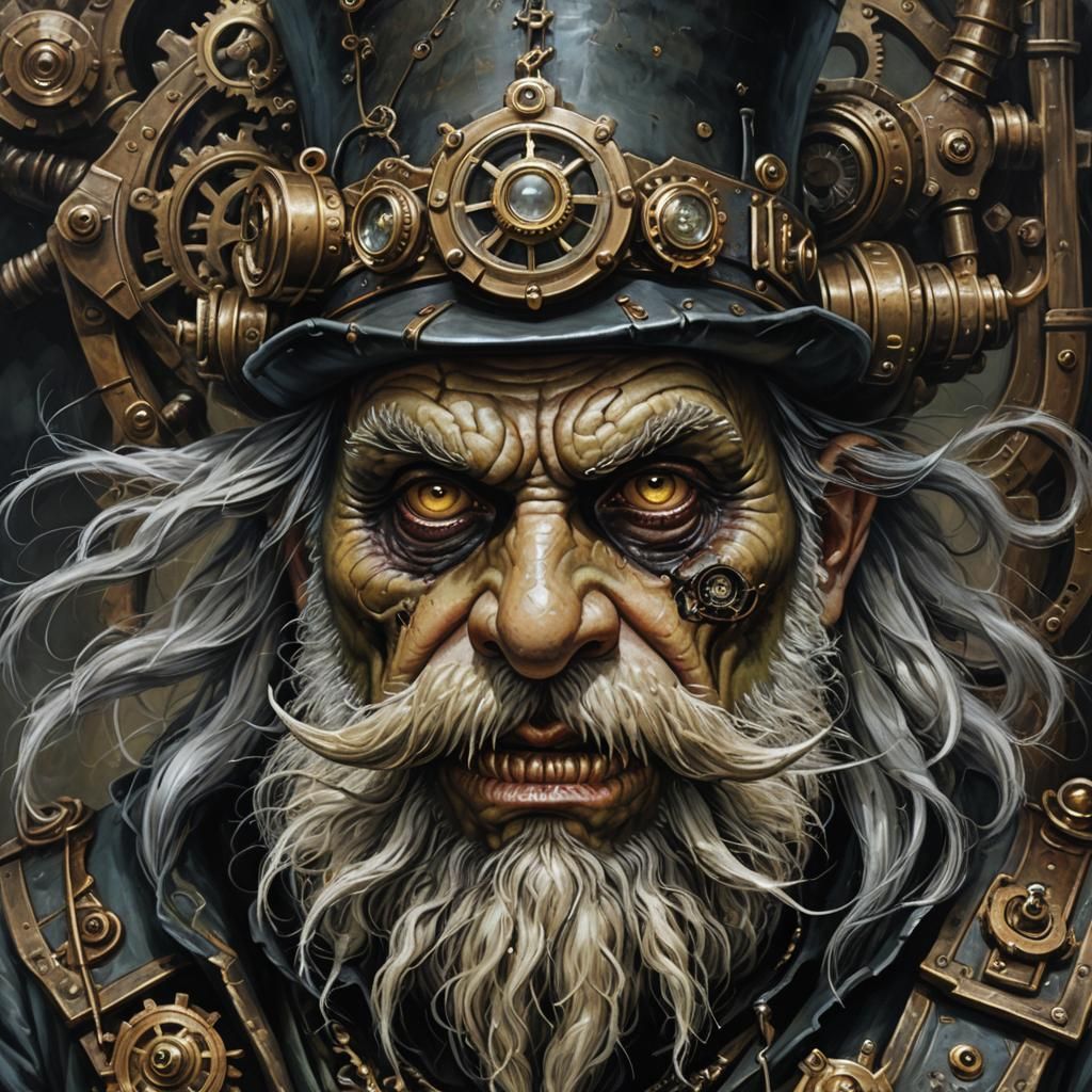 Steampunk Horror Portrait with Mechanical Elements