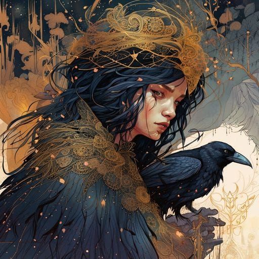 Mystical Raven Princess AI Portrait