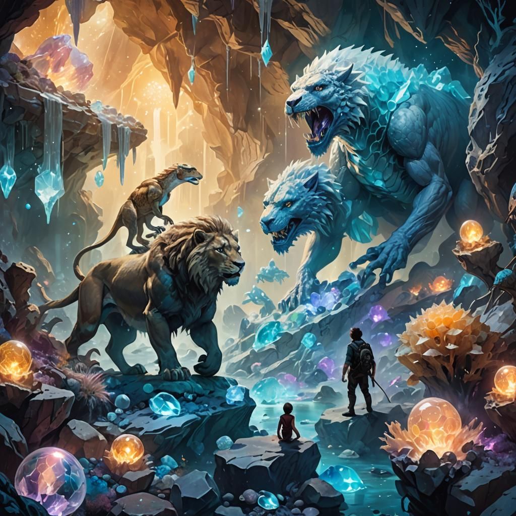Crystal Cavern Adventure in Ethereal Fantasy Style