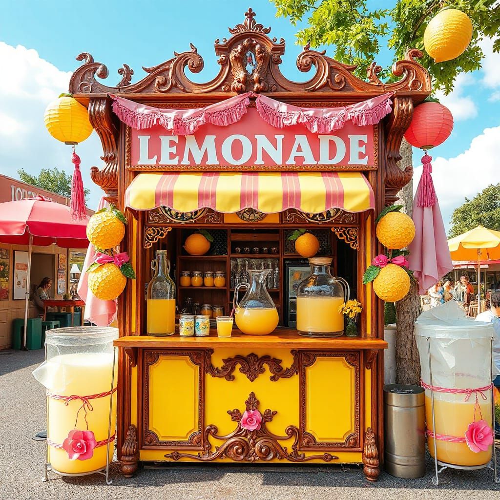 Whimsical Lemonade Stand in Vibrant Pop Art Style