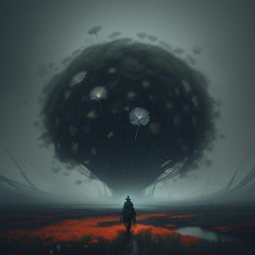 Whimsical Dandelions in Fantasy Art Style