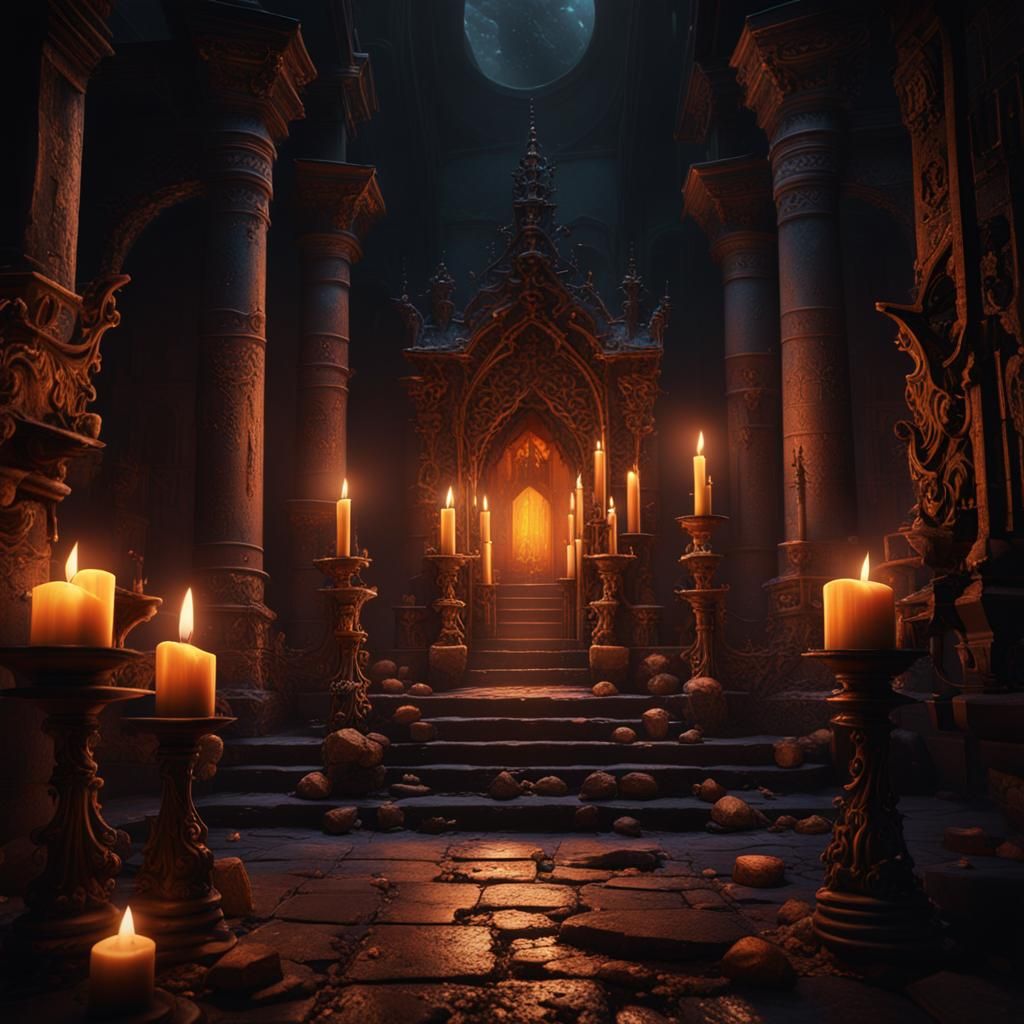Candlelight Illuminates Darkness in Detailed Matte Painting