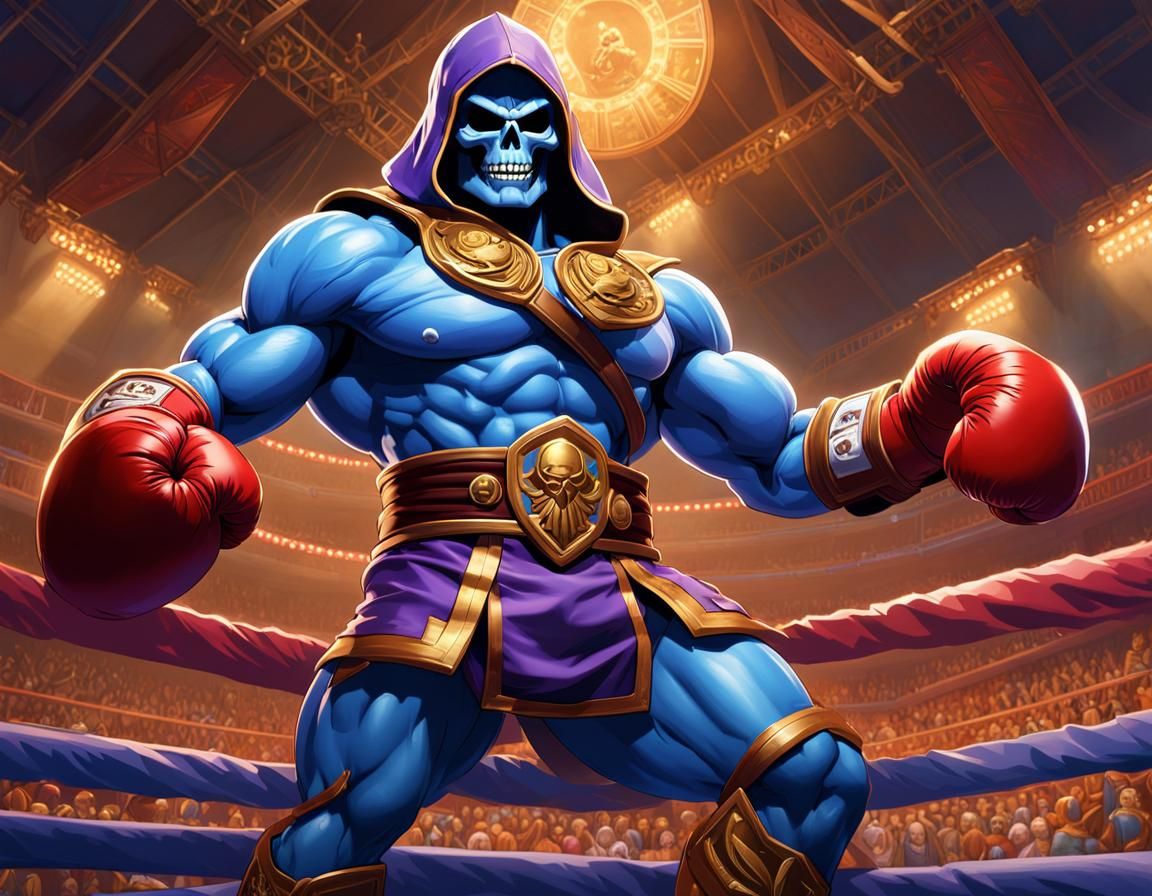 Skeletor as Boxer in Boxing Ring, Digital Art