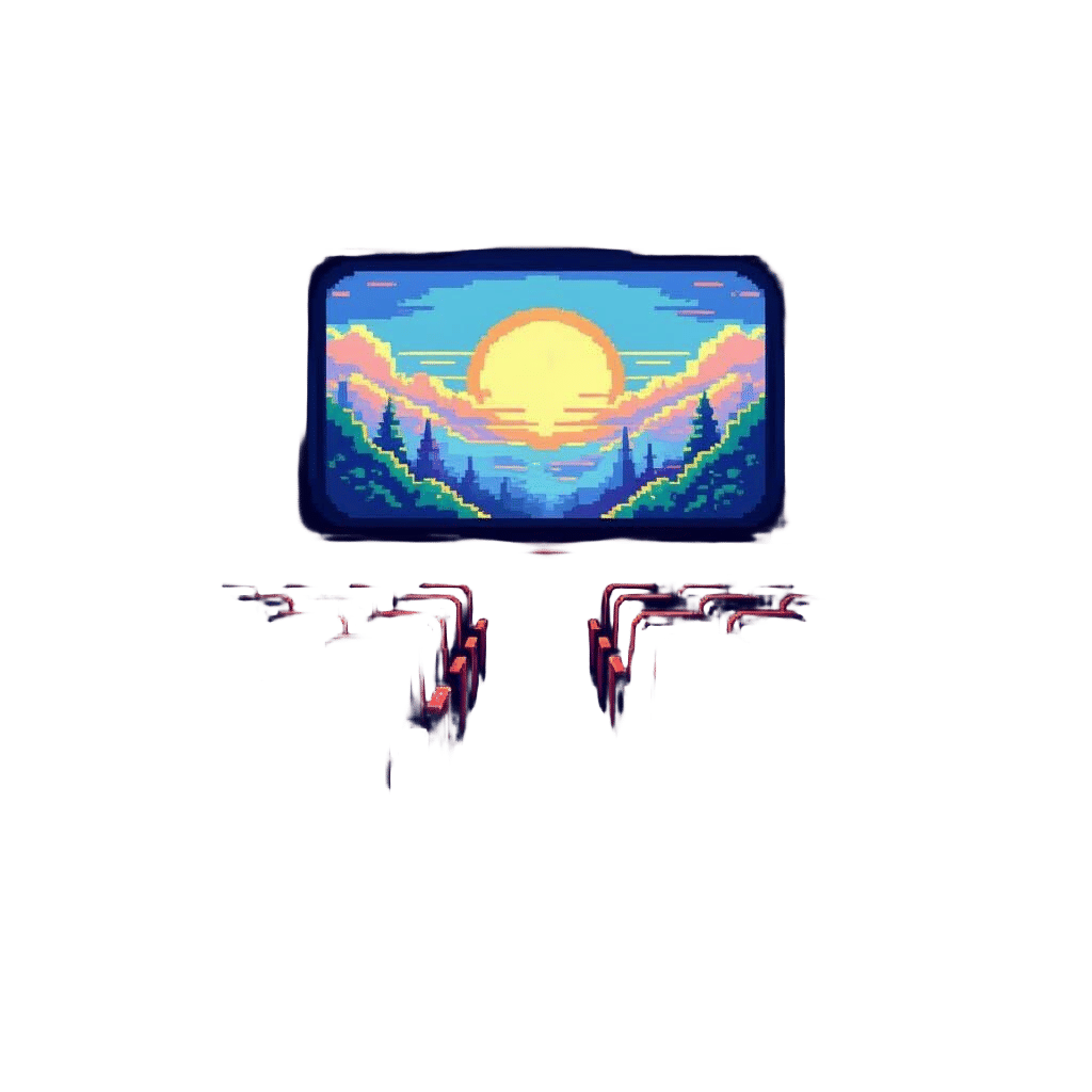 Movie Theater in 16-bit Pixel Art Style