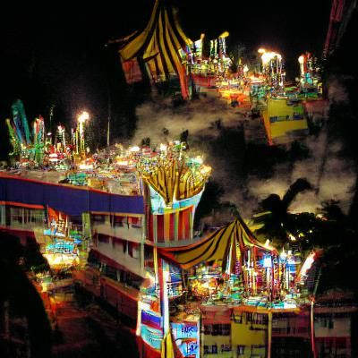 Night Carnival Scene with Vibrant Lights