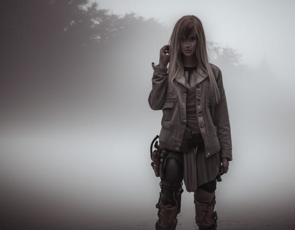 Post-Apocalyptic Girl in Fog, Natural Light