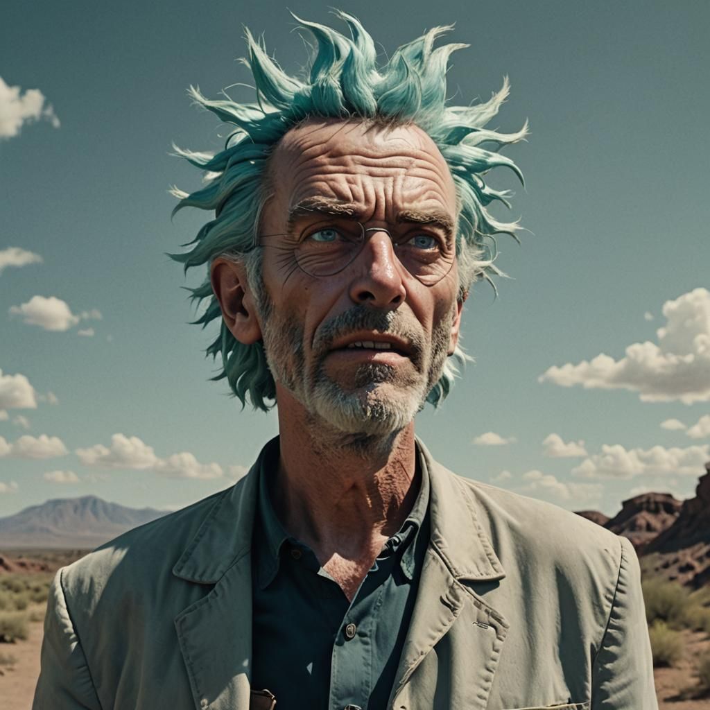 Realistic Rick Sanchez Cinematic Film Still