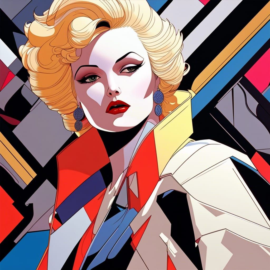 1980s Style Woman in Nagel-Inspired Art