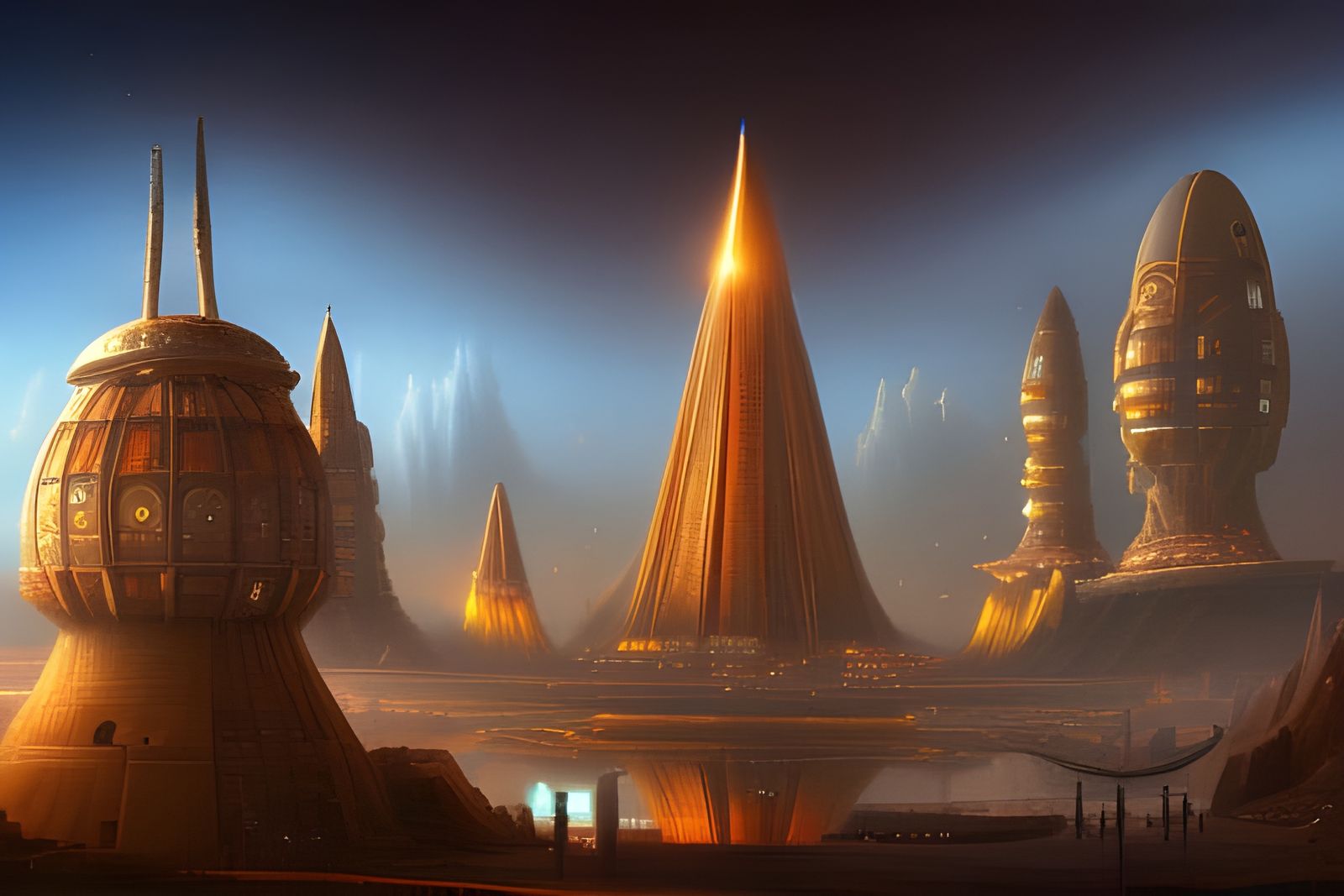 Ancient Civilization Spaceship Launch Site in Romantic Style
