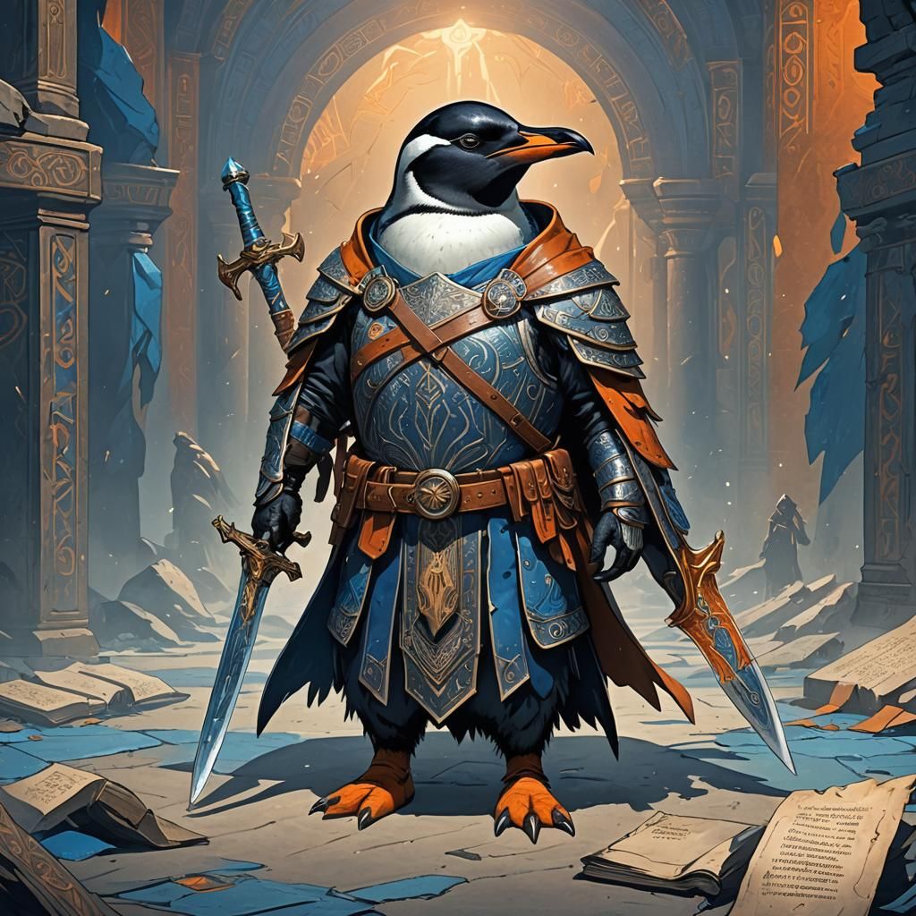 Heroic Warrior Penguin Reigns Over Arctic Realm