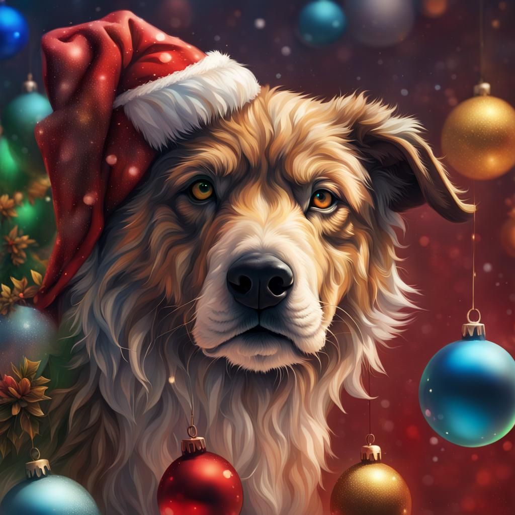 Hyperrealistic Animal Christmas in Splash Art Style
