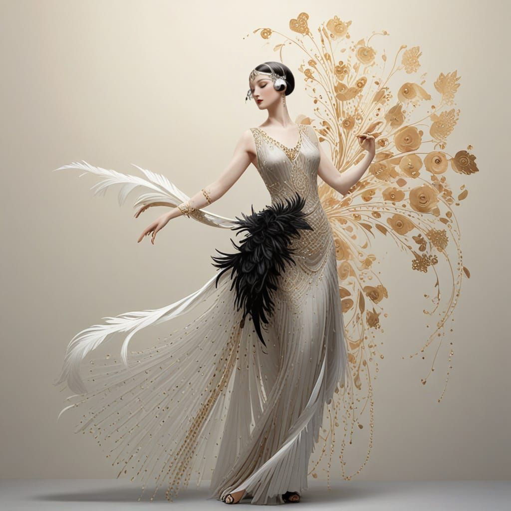 Flapper in Art Deco Style Illustration