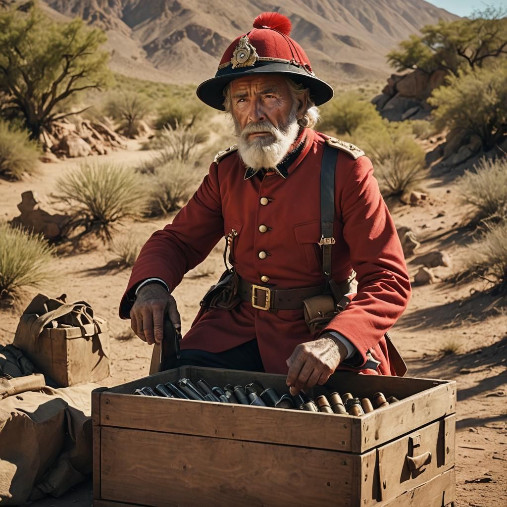 British Colonial Officer in Desert Landscape
