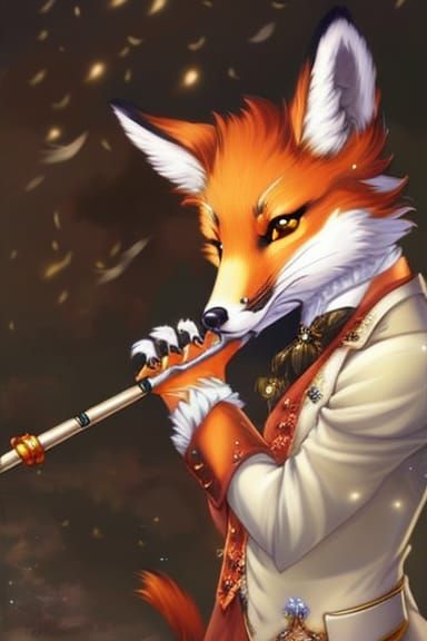 Fox Flute Player in Anime Style