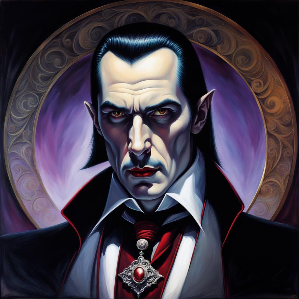 Dramatic Goth Portrait of Count Dracula in Moonlight