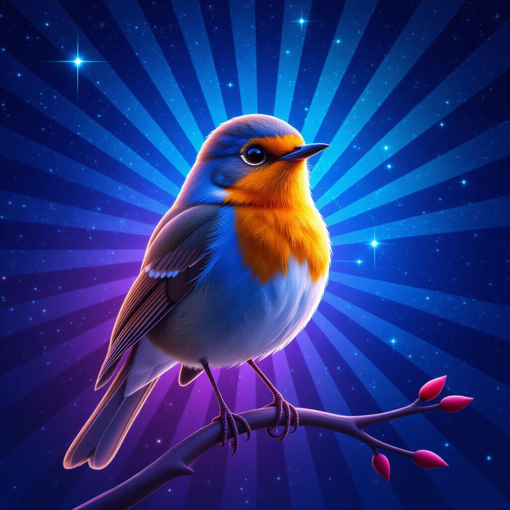 Cosmic Robin: A Vibrant 3D Digital Art Creation