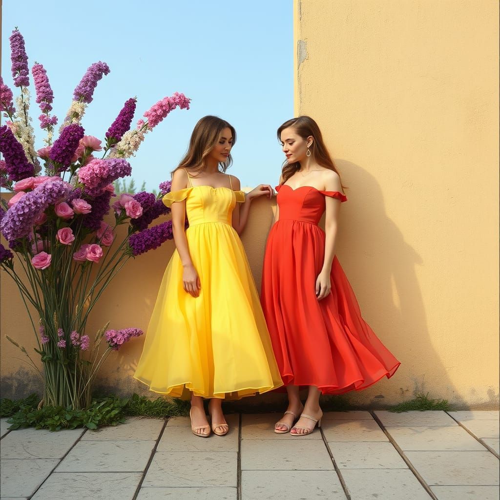 Girls Wearing Dresses: AI Generated Image