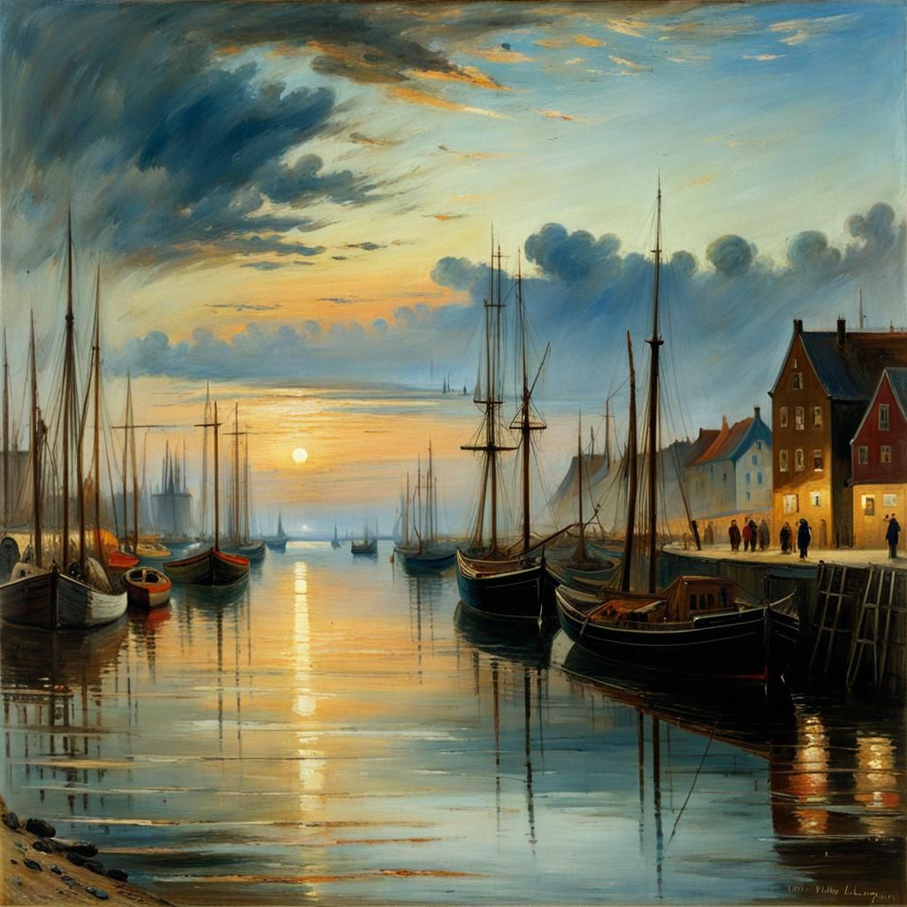 Dreamy Danish Harbor at Dusk