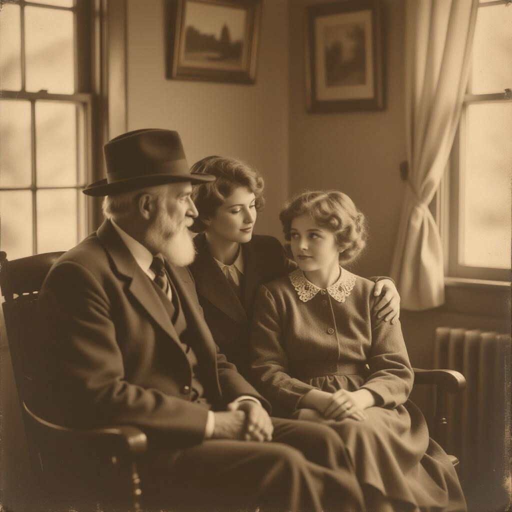 Vintage Sepia Photograph of Generations Past