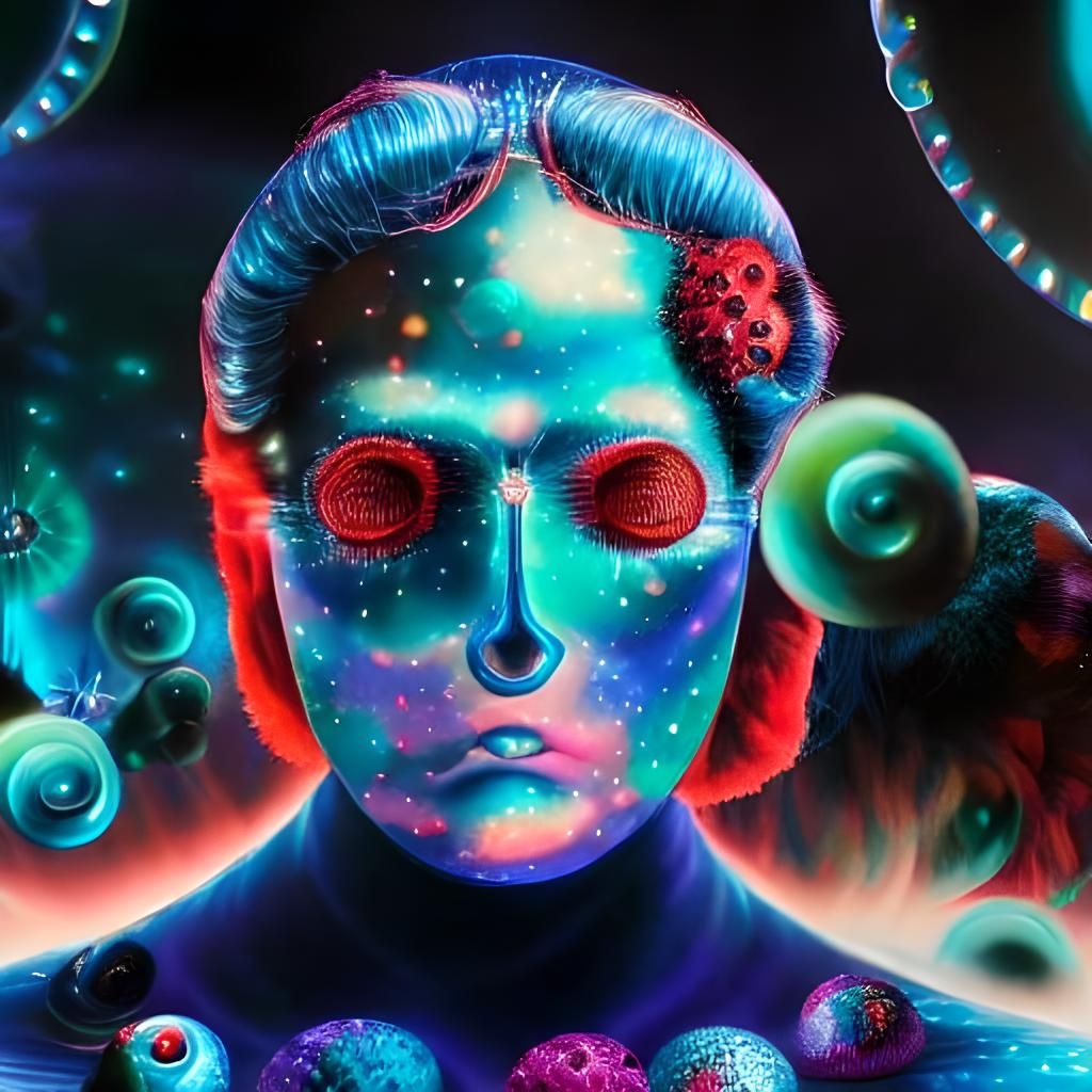 Cosmic Blue Fruit: Hyperrealistic Astral Illustration