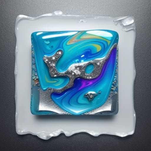 Surrealist Marbled Glass Sculpture with Chrome and Diamonds