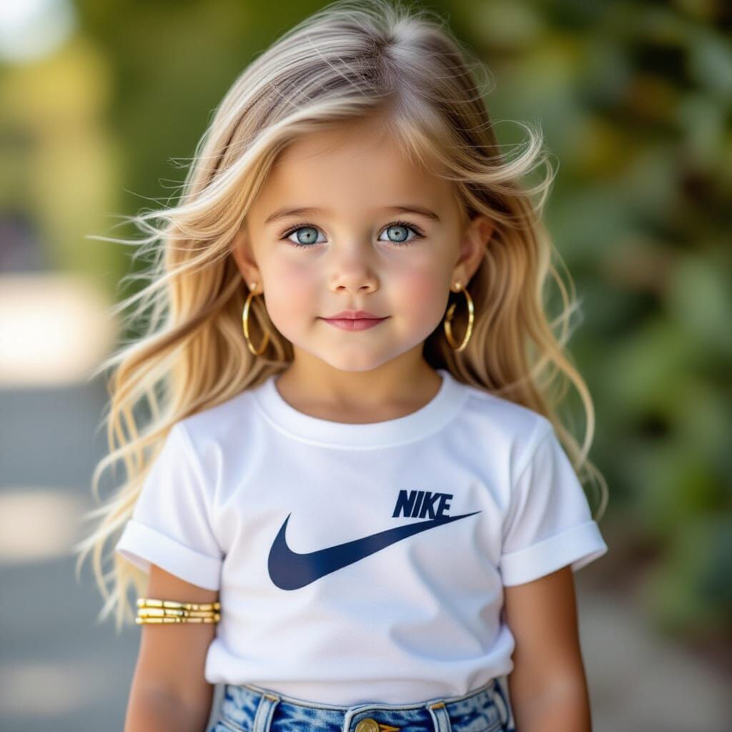 Young Girl with Blonde Hair and Blue Eyes