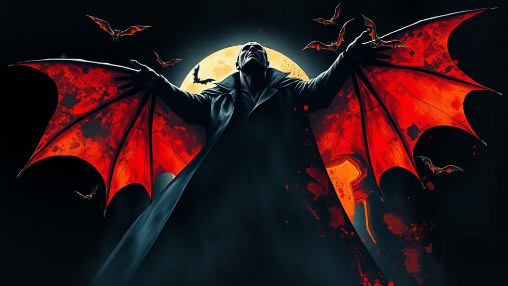 Dark Gothic Dracula Transforms in Eerie Moonlight