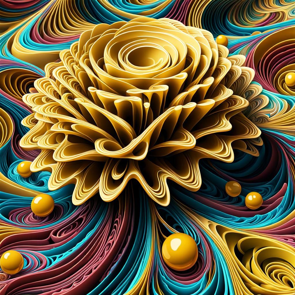 Abstract Vector Fractal with Zentangle and 3D Shading