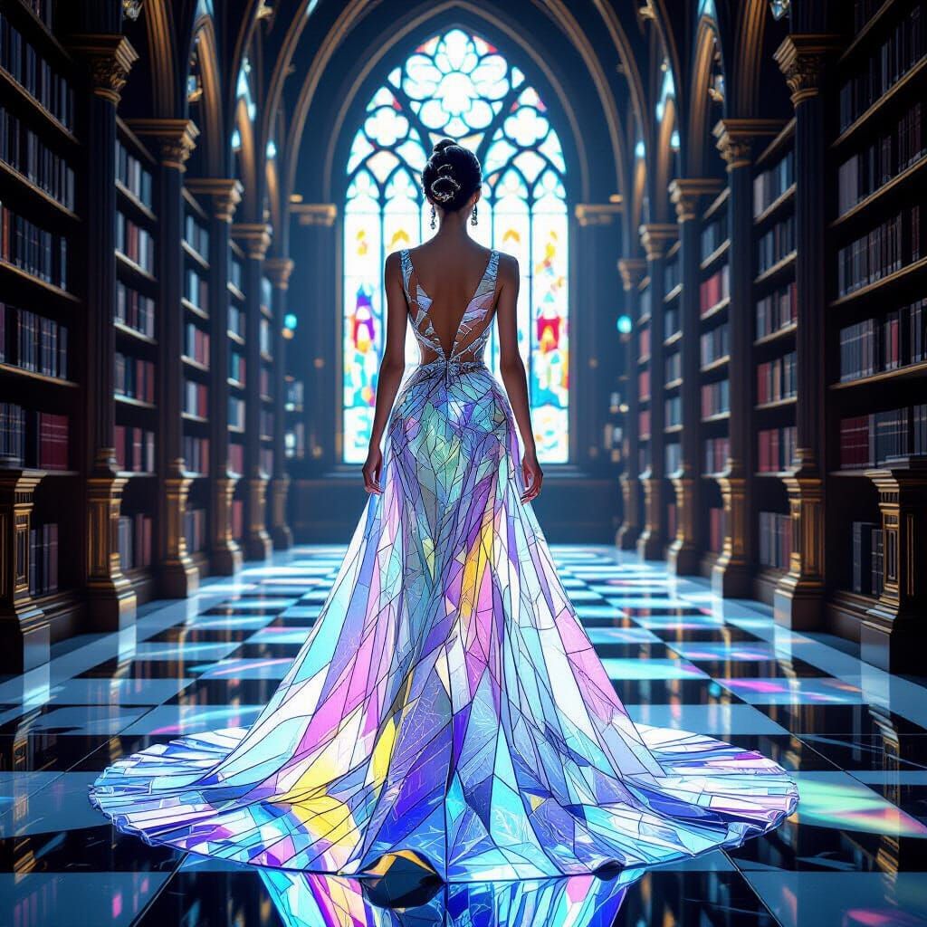 Stained Glass Gown in Cathedral Library