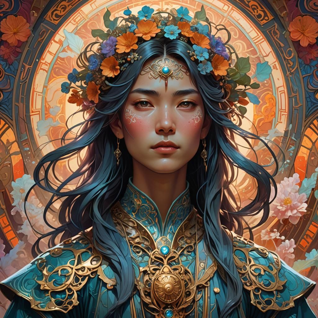 Shen Luong Portrait in Art Nouveau Style