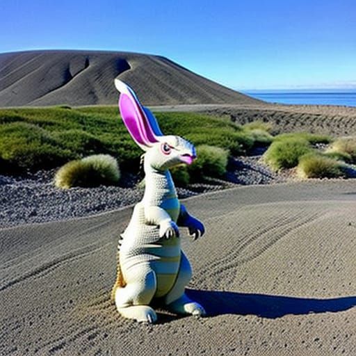 Photorealistic Scaled Dragon Bunny Hybrid