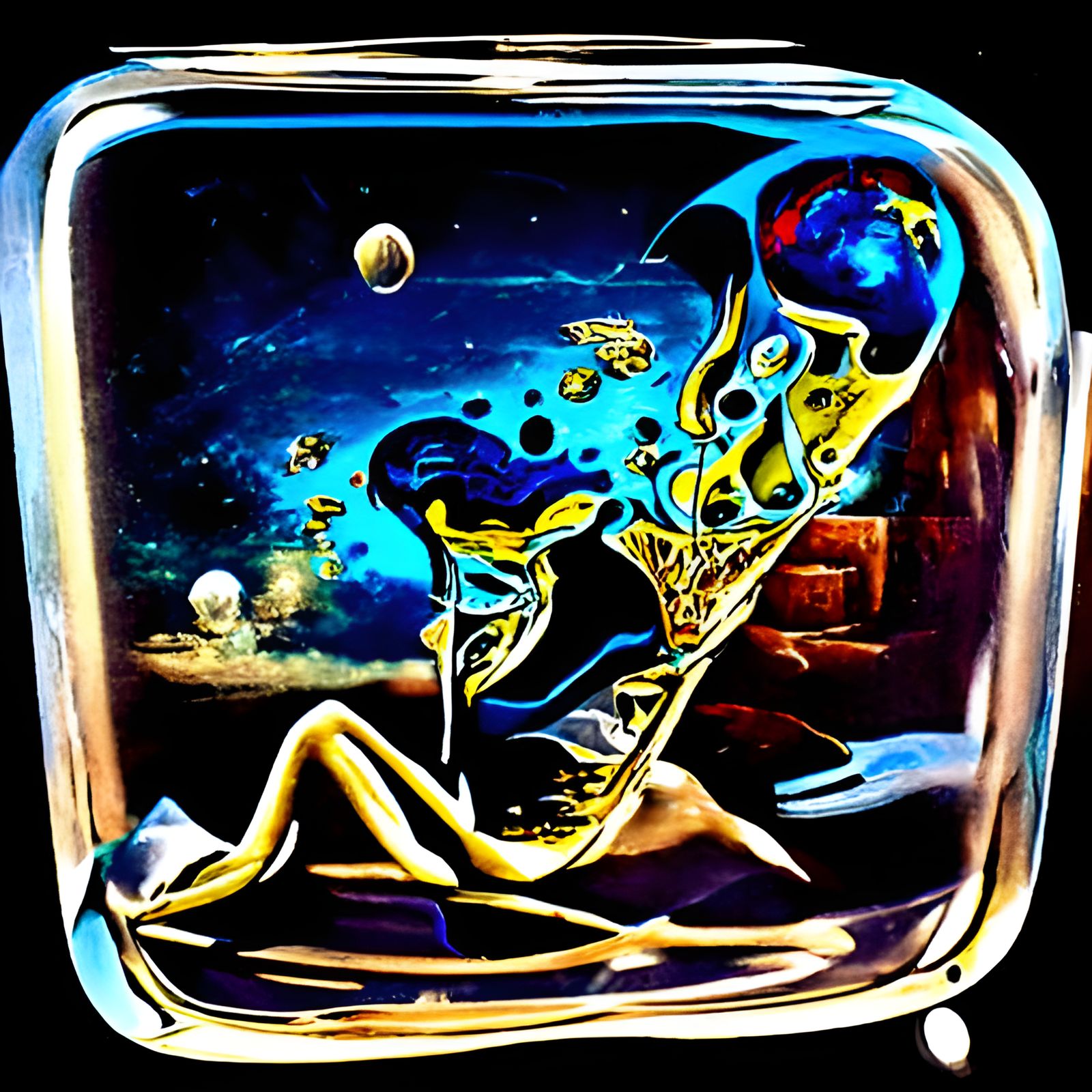 Galaxy in Hourglass: Surreal Cosmic Illustration
