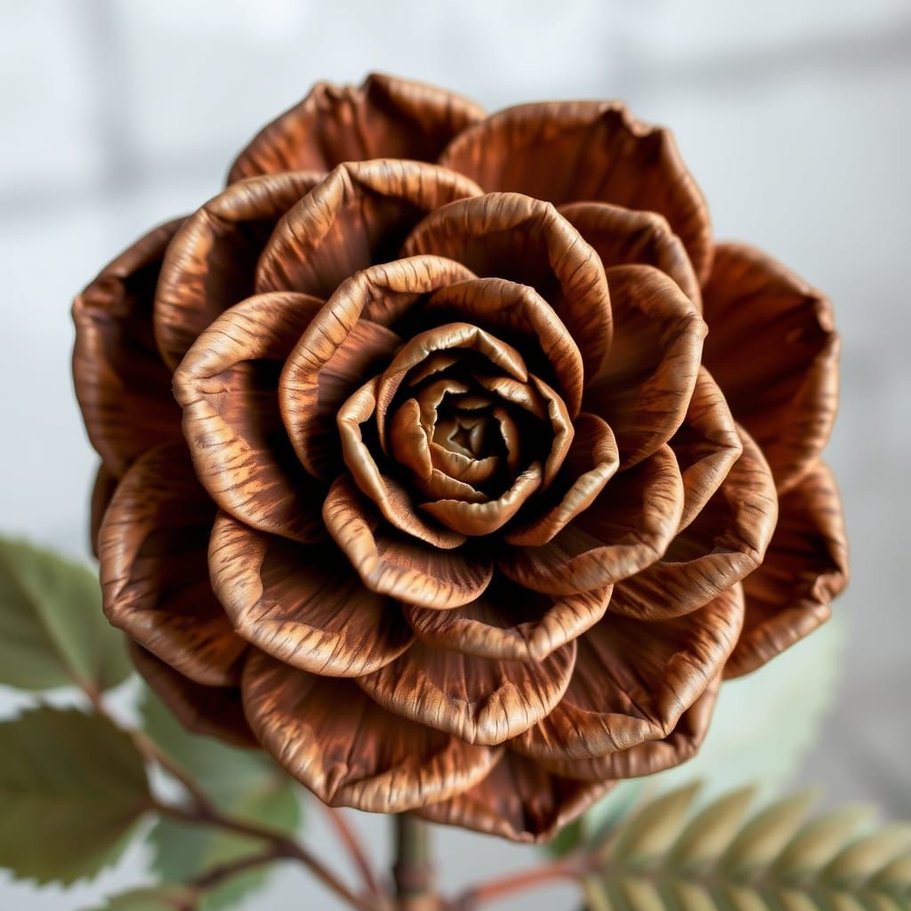 Pine Rose Sculpture in Earthy Tones