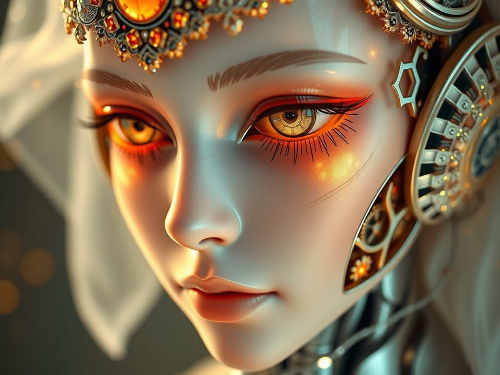 Android with Filigree Details in Ethereal Light