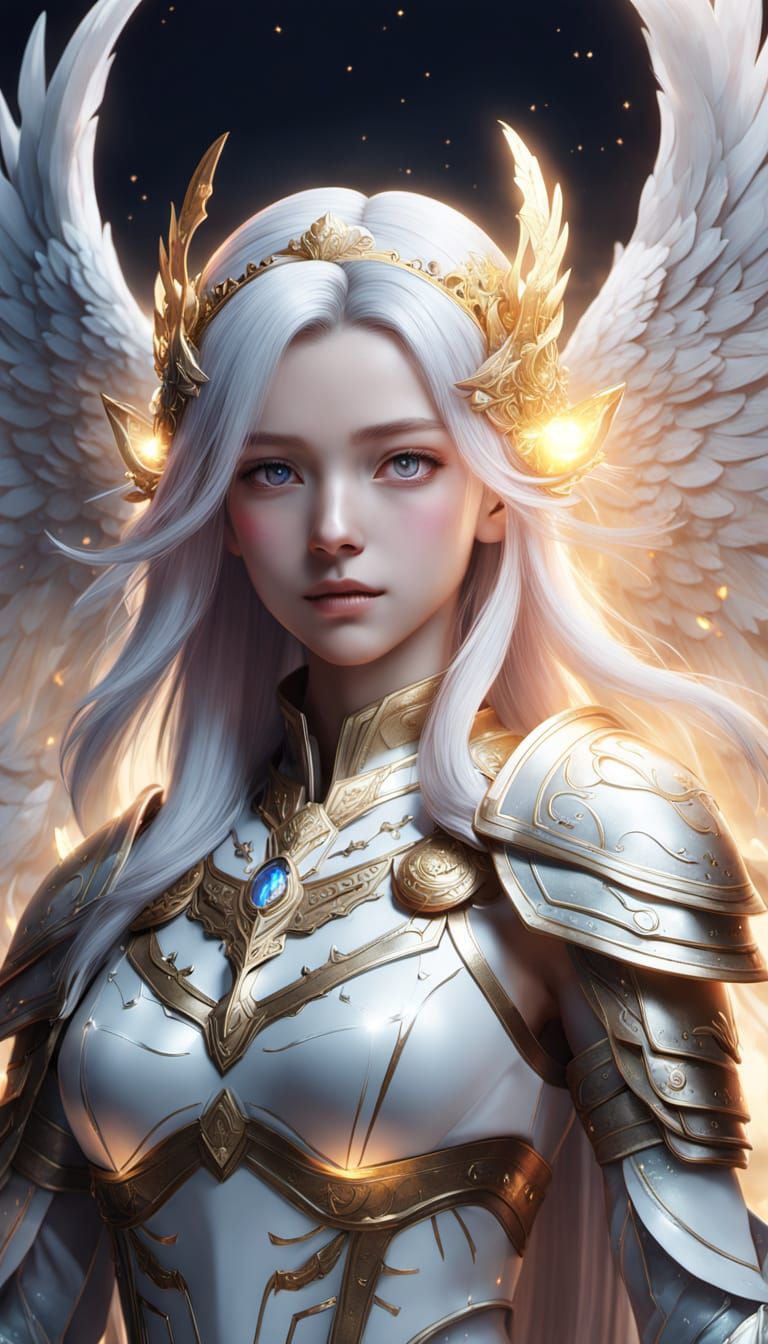 Angelic Queen with Luminous Wings: Anime Illustration
