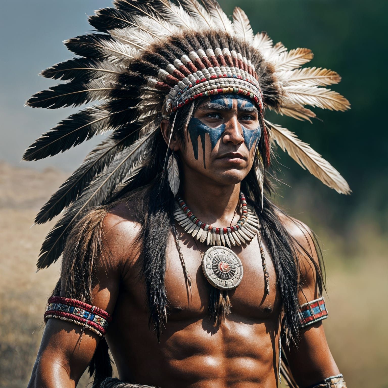 Native American Warrior in Traditional Dress