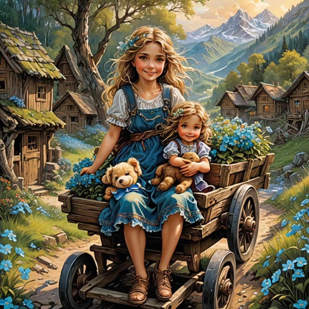 Fantasy Art: Mother and Daughter on Mountain Hike