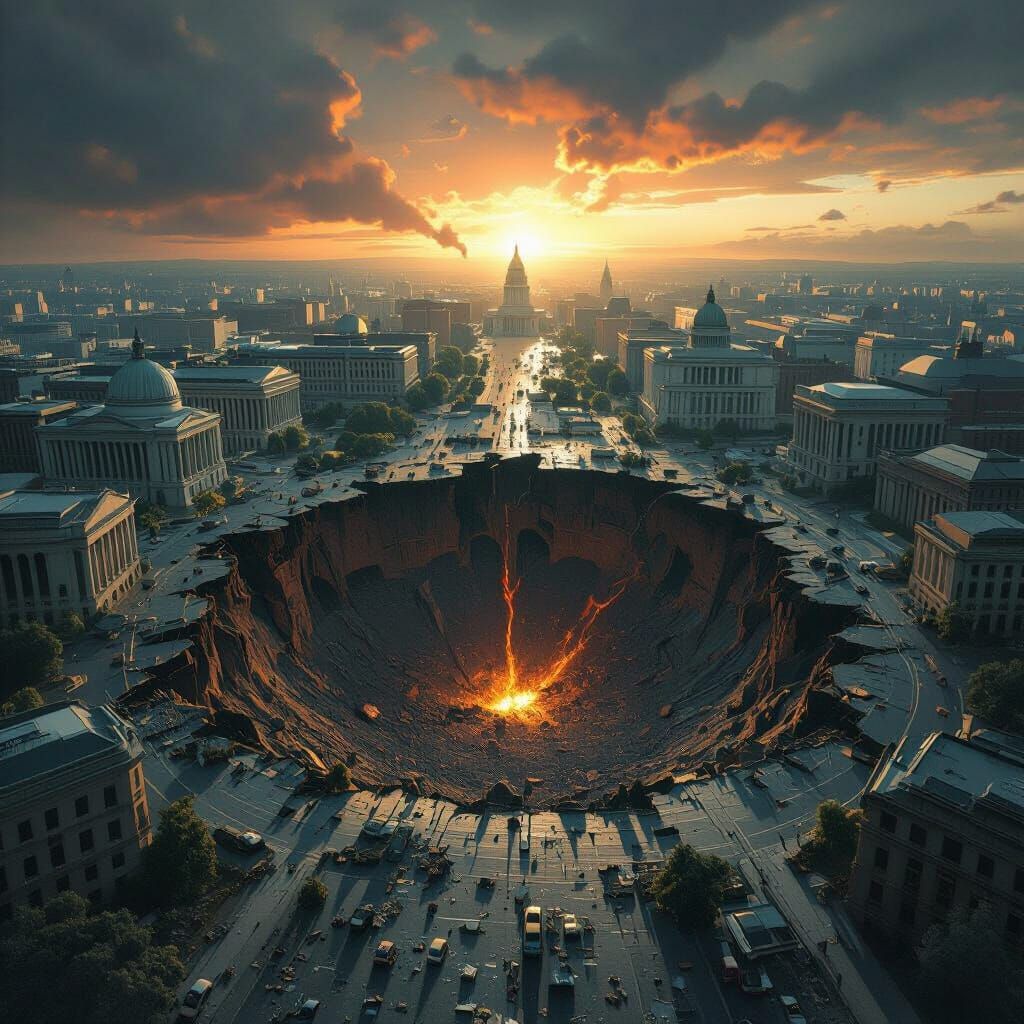Devastated Washington DC: Meteorite Impact in Dystopian Styl...