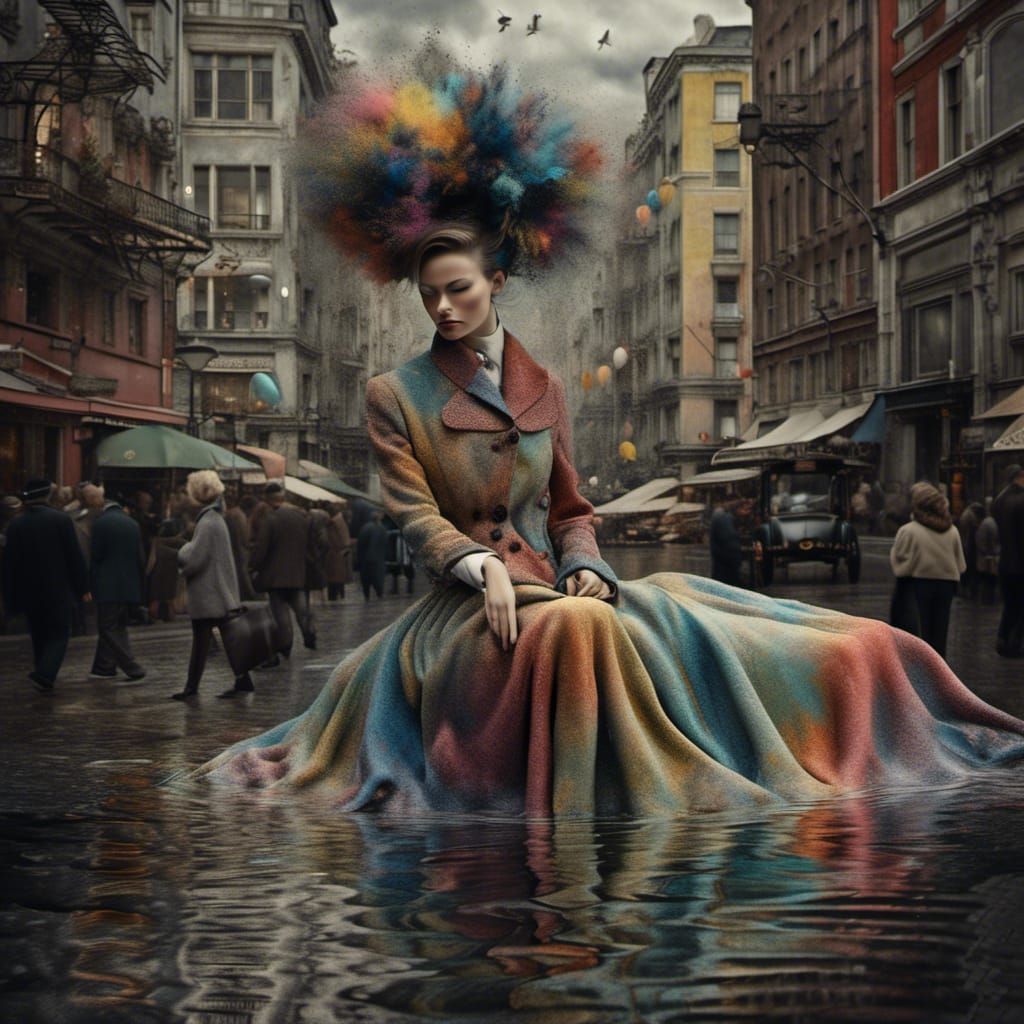 Polychromatic City Life: Abstract Matte Painting