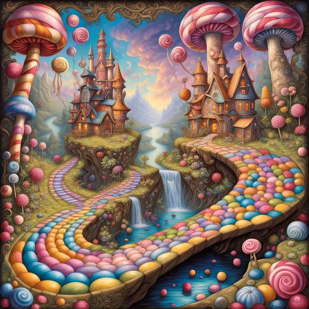 Candy Land Game Board: Vivid Digital Illustration