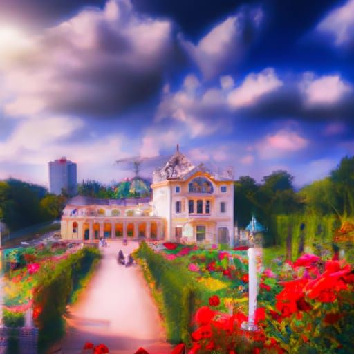Vienna Rosenpark in Spring: Jugendstil Painting