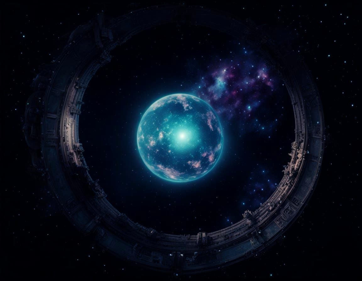 Spanish Galleon Navigating a Cosmic Nebula