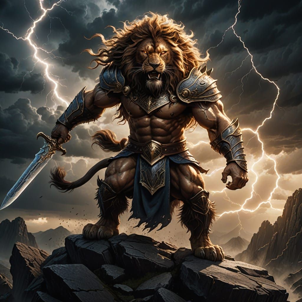 Conan-Inspired Lion Warrior Emerges from the Storm