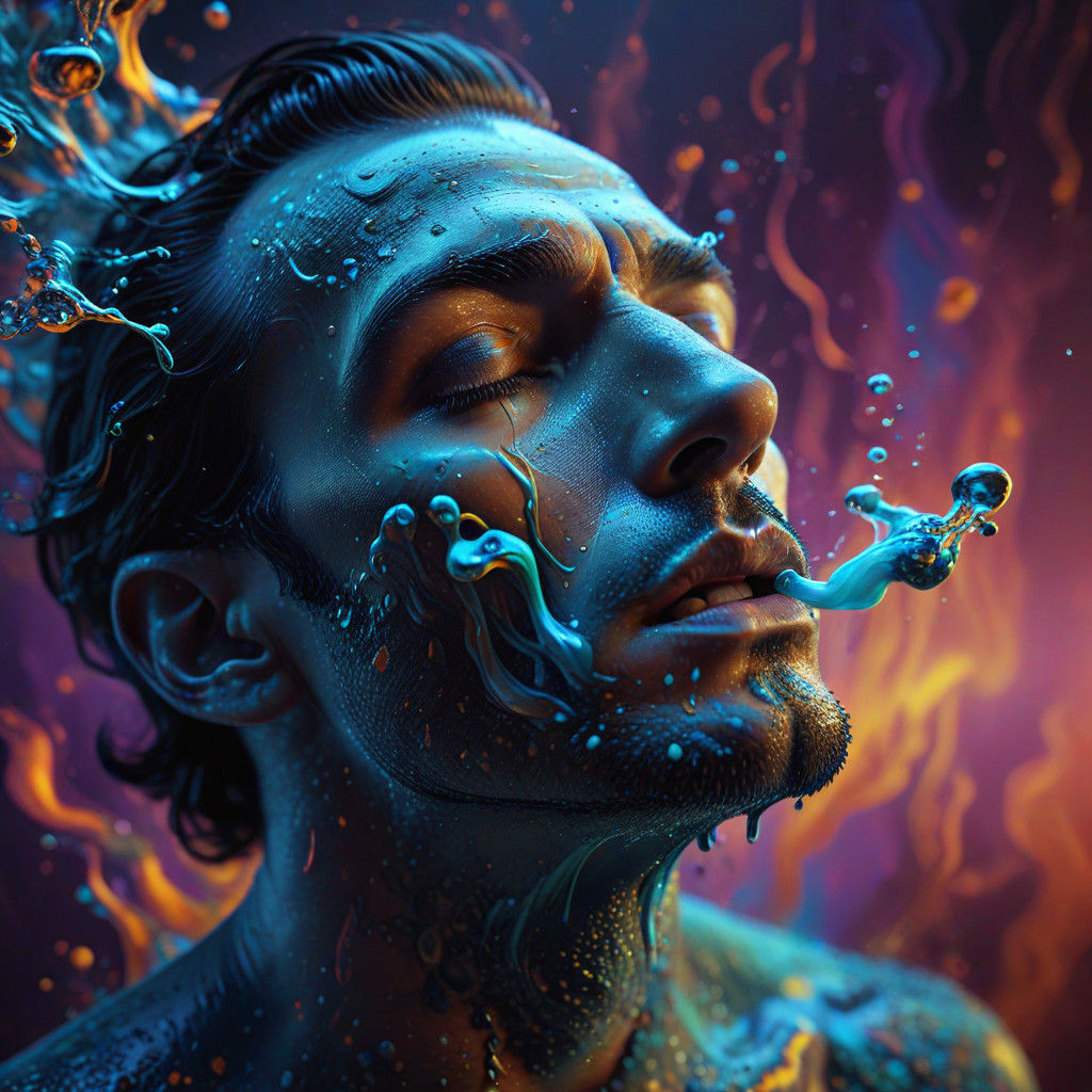 Surrealistic Liquid Revival in Psychedelic Dreamscape