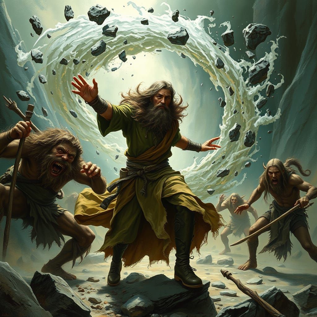 Druid Creates Stone Hurricane Against Goblin Hunters